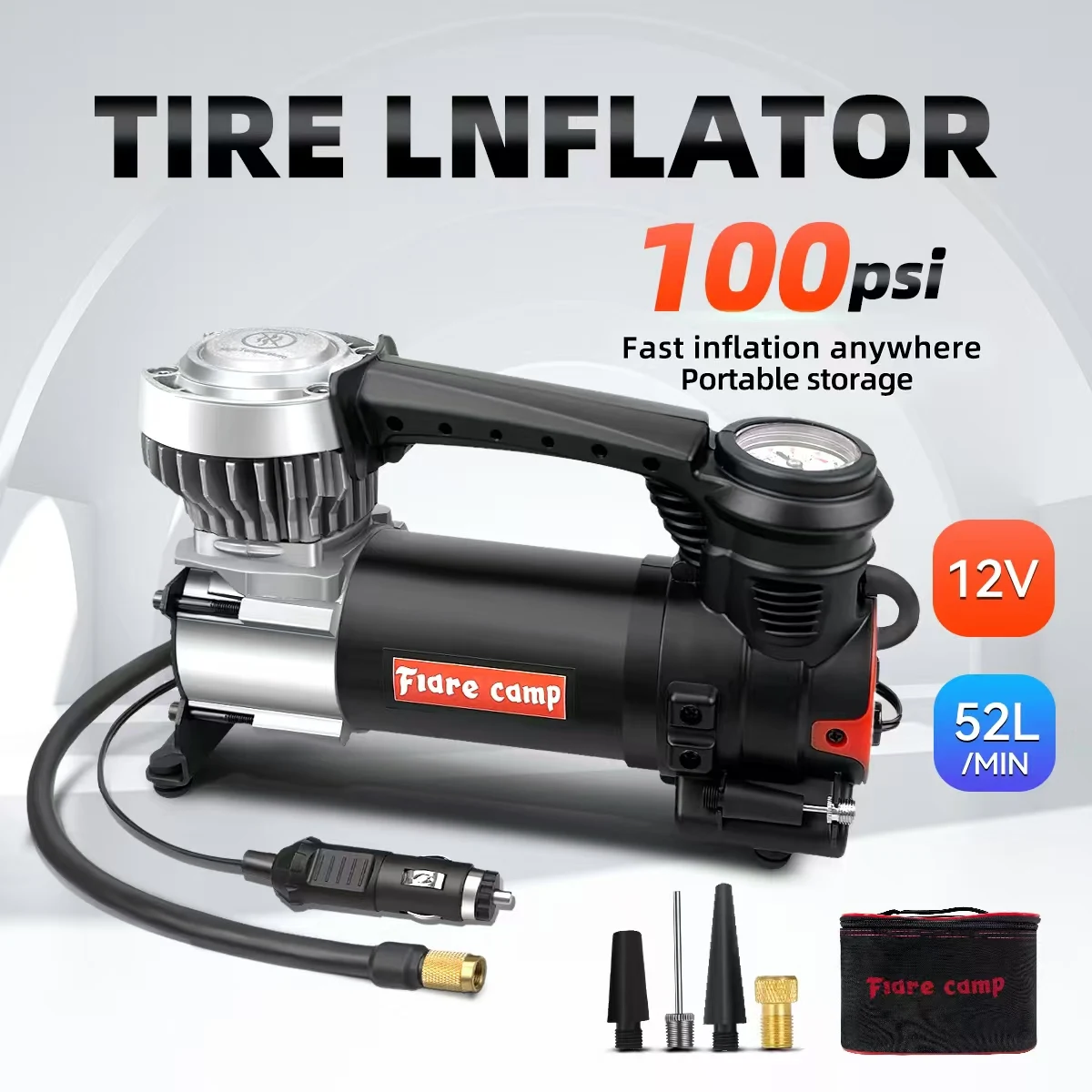 Portable Air Compressor,100PSI,Tire Inflator for up to 31 Inch Tires,Plug In Cigarette Lighter Port Air Pump-T100 (Viair Factory