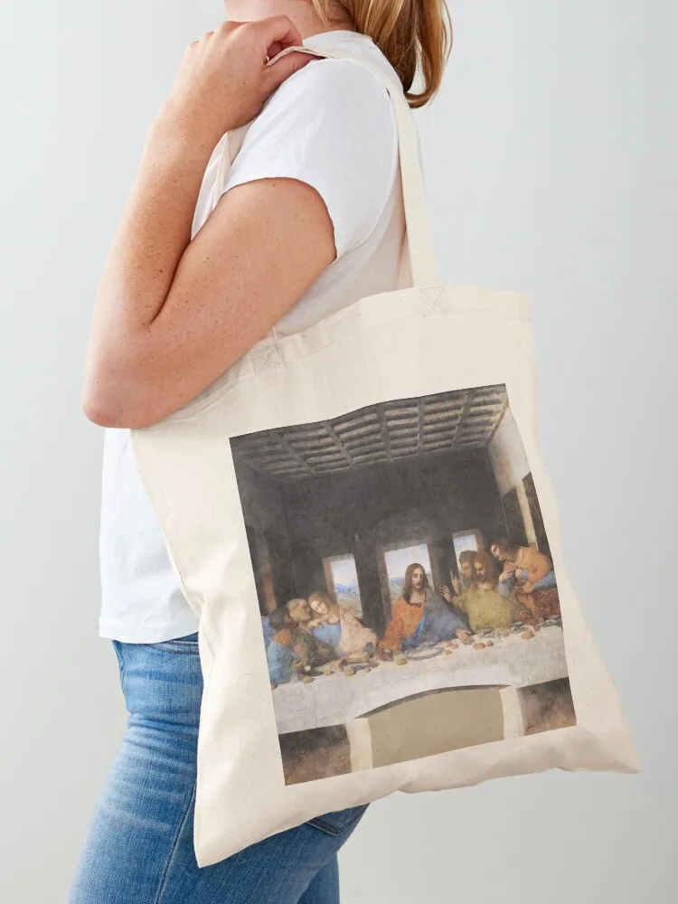 The last supper- painting by Leonardo da Vinci Tote Bag tote bag custom reusable shopping bag supermarket folding