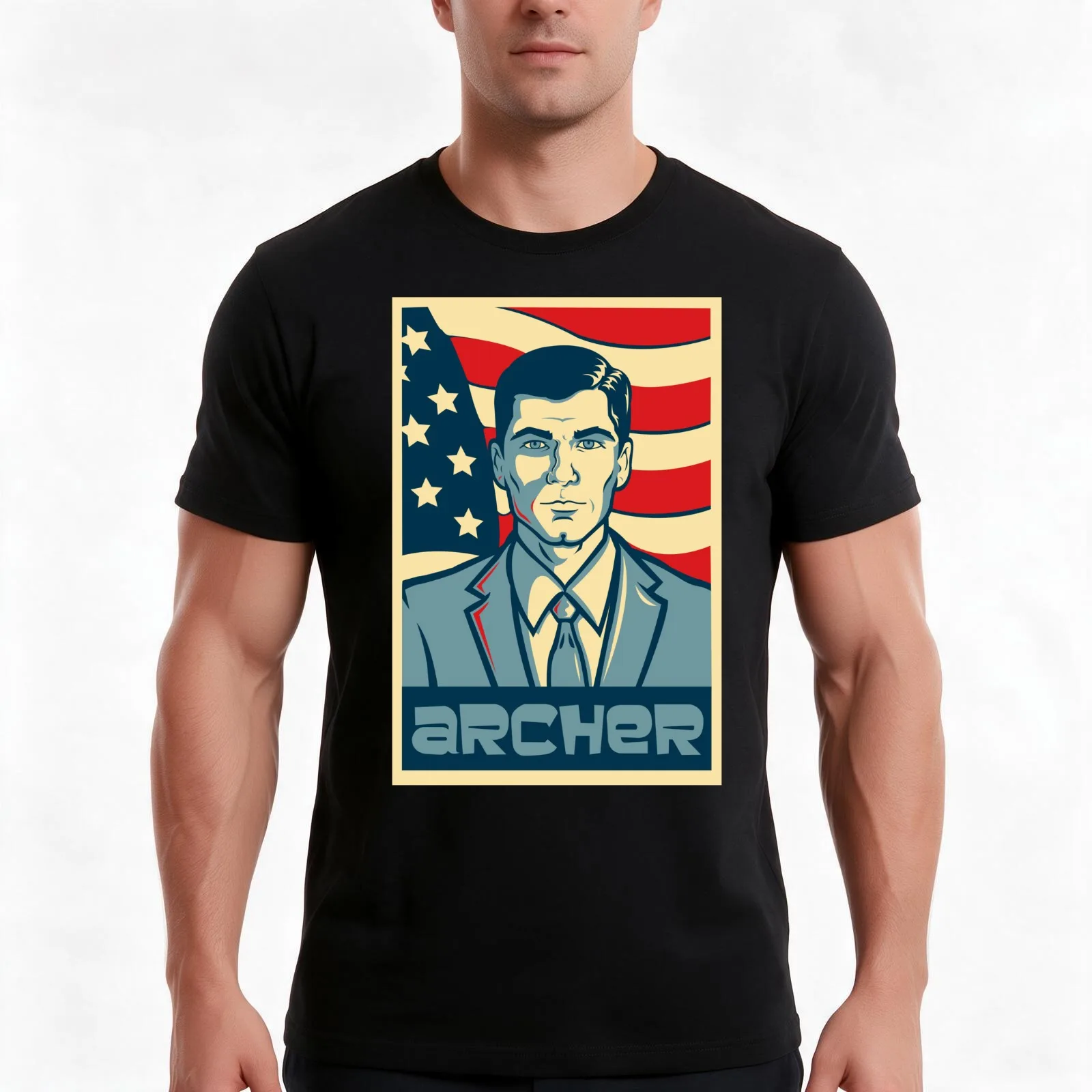 Sterling Archer T-Shirt, Summer Casual Cotton Tee, Oversized Streetwear Tops, Vintage Graphic Print, Loose Fit Short Sleeve