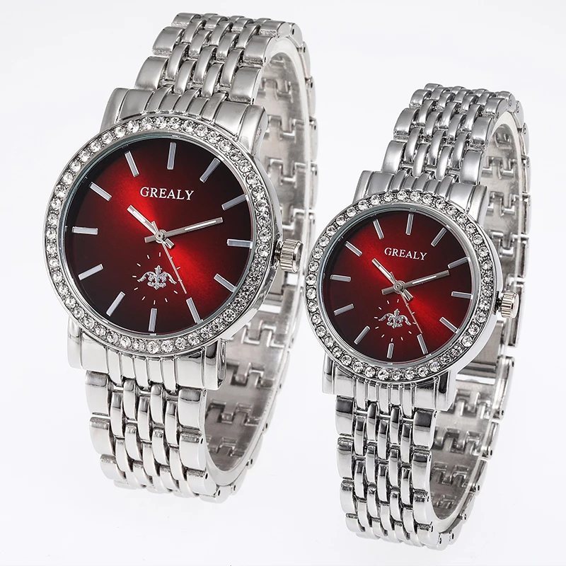 الكوارتز زوجين الساعات السيدات أزياء الاتجاه عارضة سوار الساعات عارضة الذهب ساعة اليد زوج #5