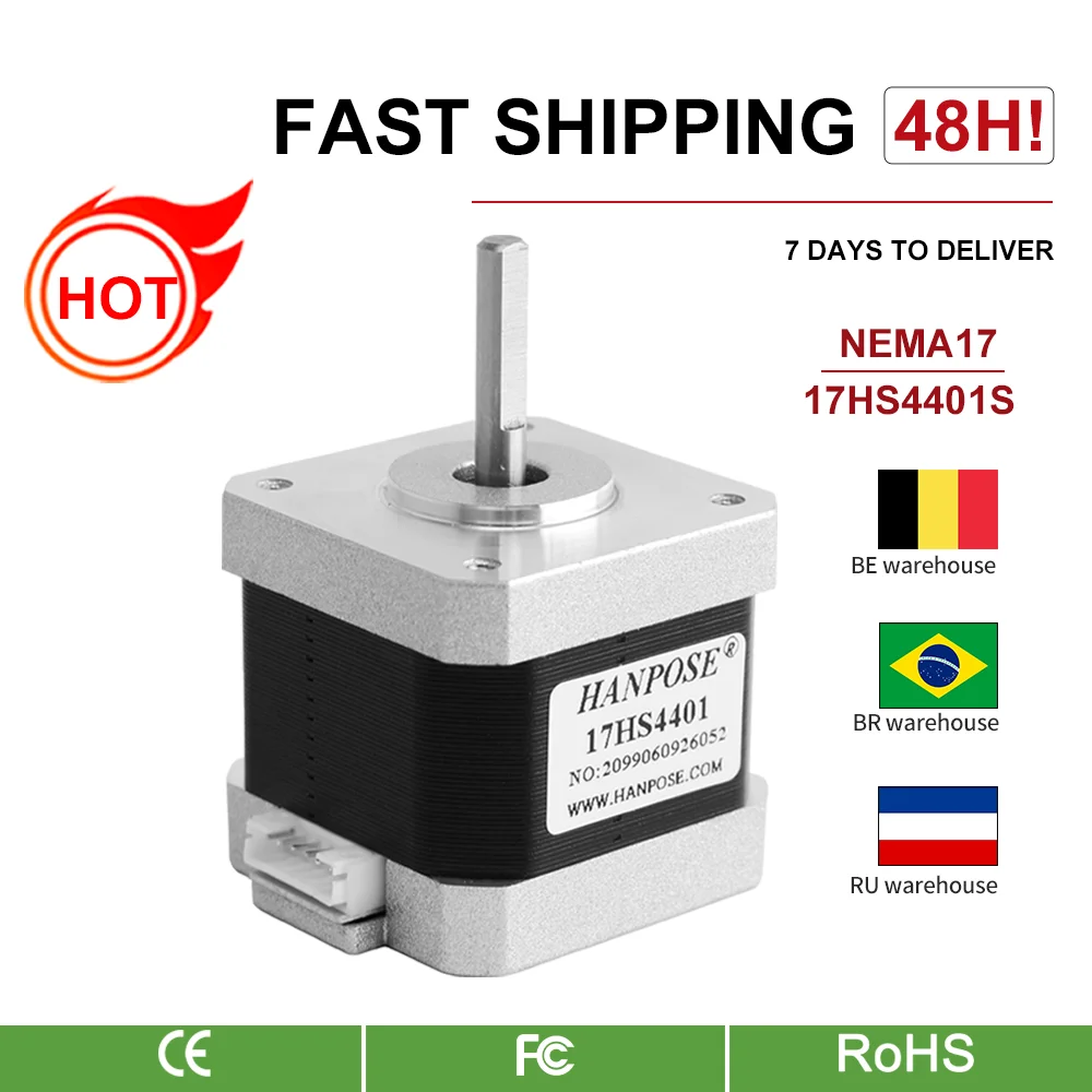 HANPOSE Height 4-lead 42 torque motor 40N.CM 1.5A  10CPS 17HS4401 for 3D printer and CNC XYZ  Nema17 Stepper Motor