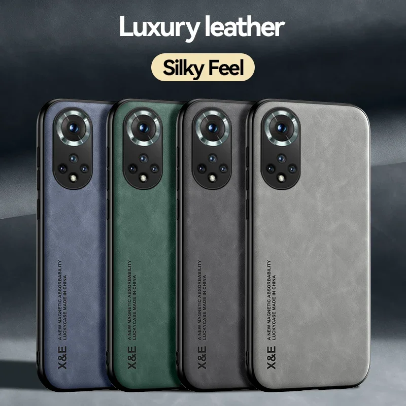 Capa de couro magnética para Huawei, capa protetora completa com placa de metal, Honor 90, 50, 20, 70, Pro, Nova 5T, P30, P20, Honor50, Honor20