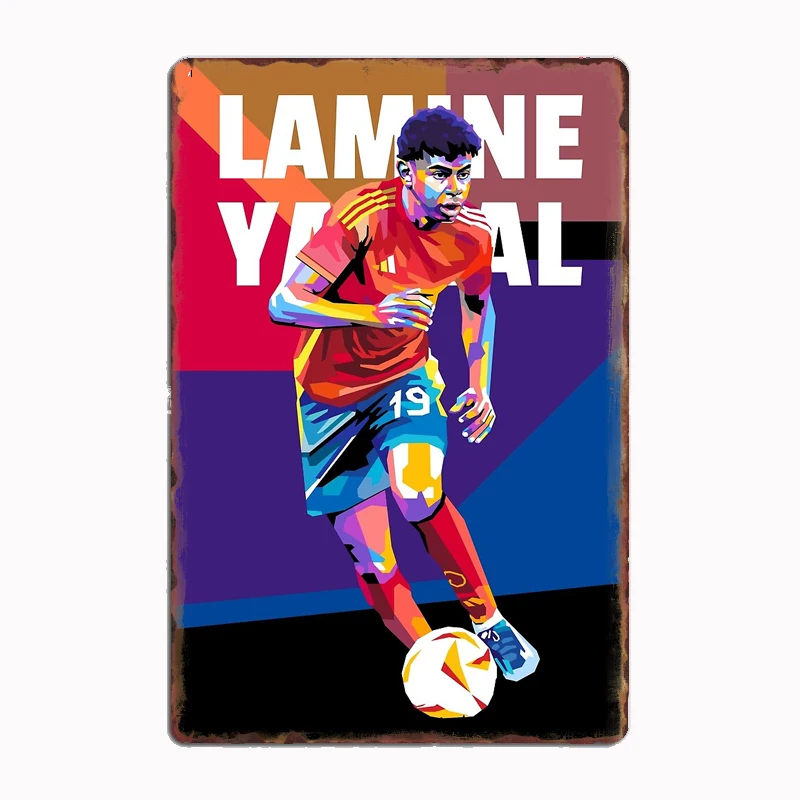 Lamine Yamal WPAP Style 1 Football Sport Player Posters Metal Print Sign Garage Room Cinema Living Custom Tin Vintage Home Decor