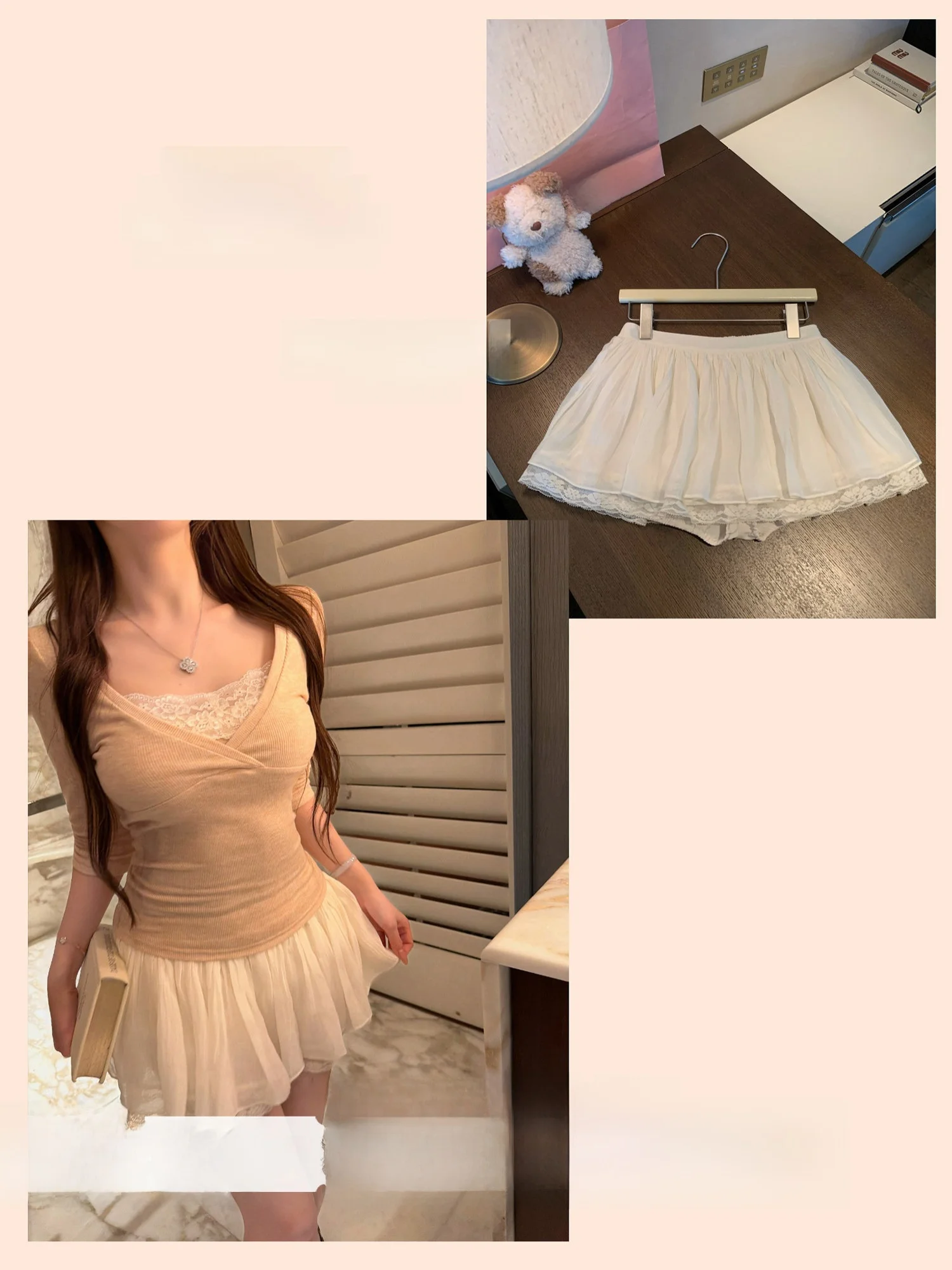 Lukira Lace  Silk Chiffon Women's Skirt Double Layered Anti-Light Walking Midi Skirt for Autumn Season Girls' Fashion