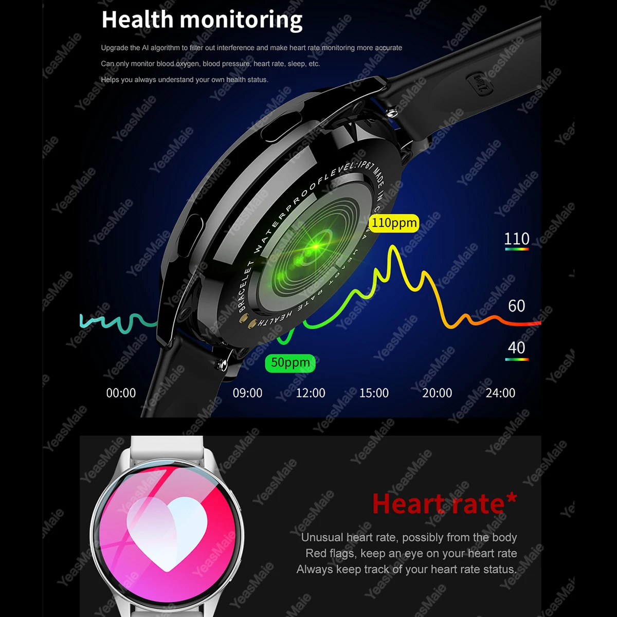 2024 Smartwatch AMOLDE Sleep Monitoring Smart Reminder Bluetooth Call Heart Rate Boold Pressure Monitoring Men Women Smart Watch