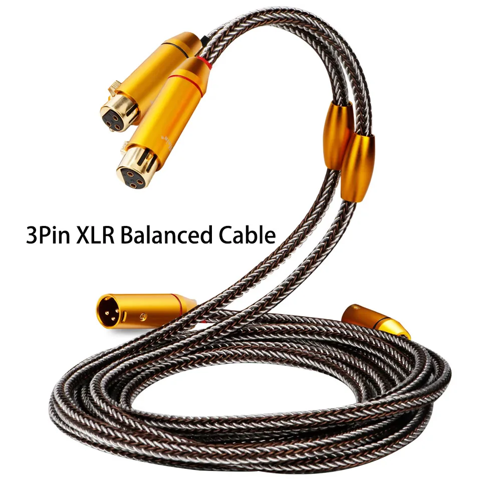 Pair 3Pin XLR Balanced Cable 16Cores OCC Silver Plated RCA Cable Compatible with CDS, Microphones