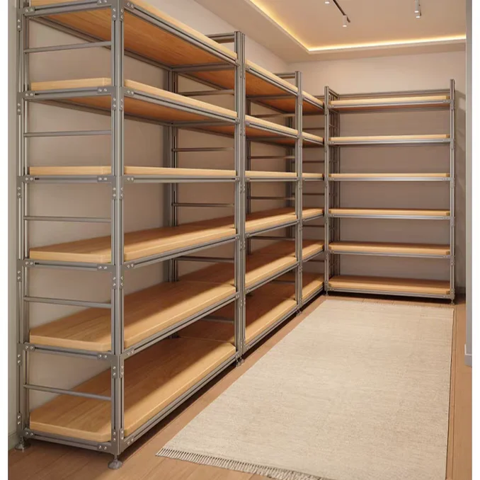 

Heavy Duty Metallic Supermarket Rack Freestanding Solid Shelf for Convenience Store Cosmetics Store-Wholesale Storage