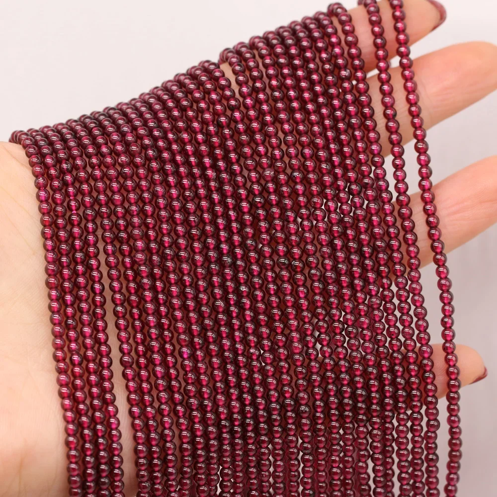 Natural Stone Garnet Beads 2/3/4/mm Round Smooth Beads For Jewelry Making DIY Earrings Bracelet Necklace Accessories