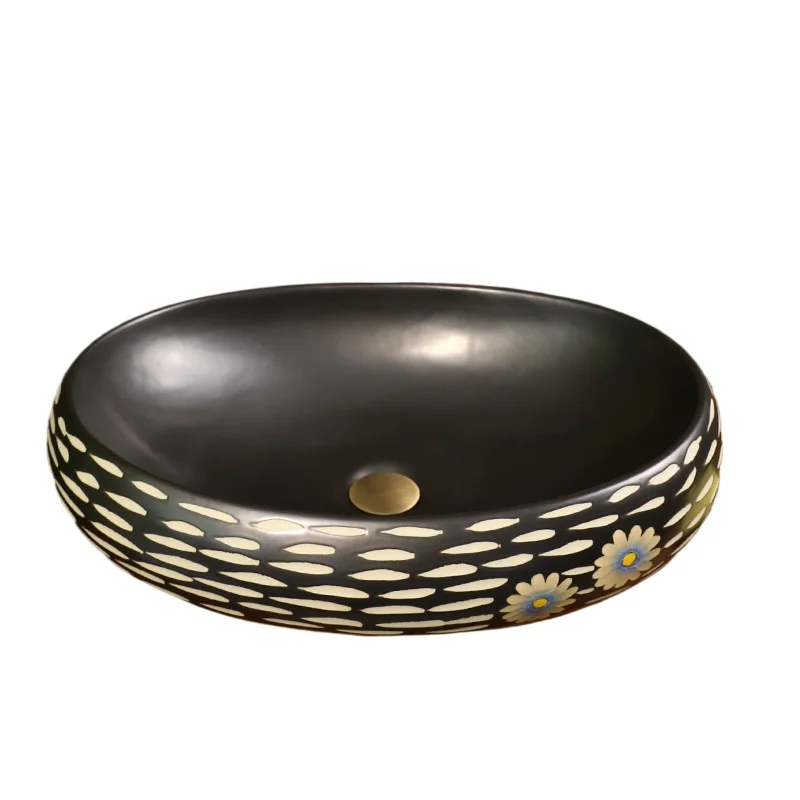 

Oval ceramic washbasin on the retro stage Antique stage hotel household washbasin