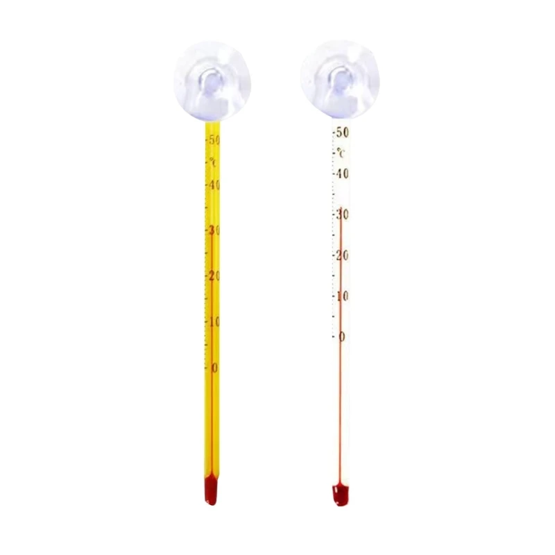 Aquarium Glass Thermometer Stick Sucking Cup Fish Thermometers Display