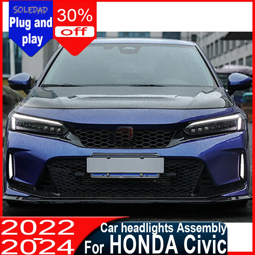 

Car headlights For Honda Civic 2022 2023- 2025 Accessories Front DRL Turn Signal Lights LED Headlights Assembly Plug And Play