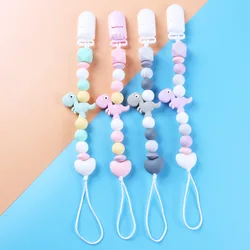 Baby Pacifier Clip Chain Teether Anti-drop Chain Small Dinosaur Silicone Bead Pacifier Chain Baby Products