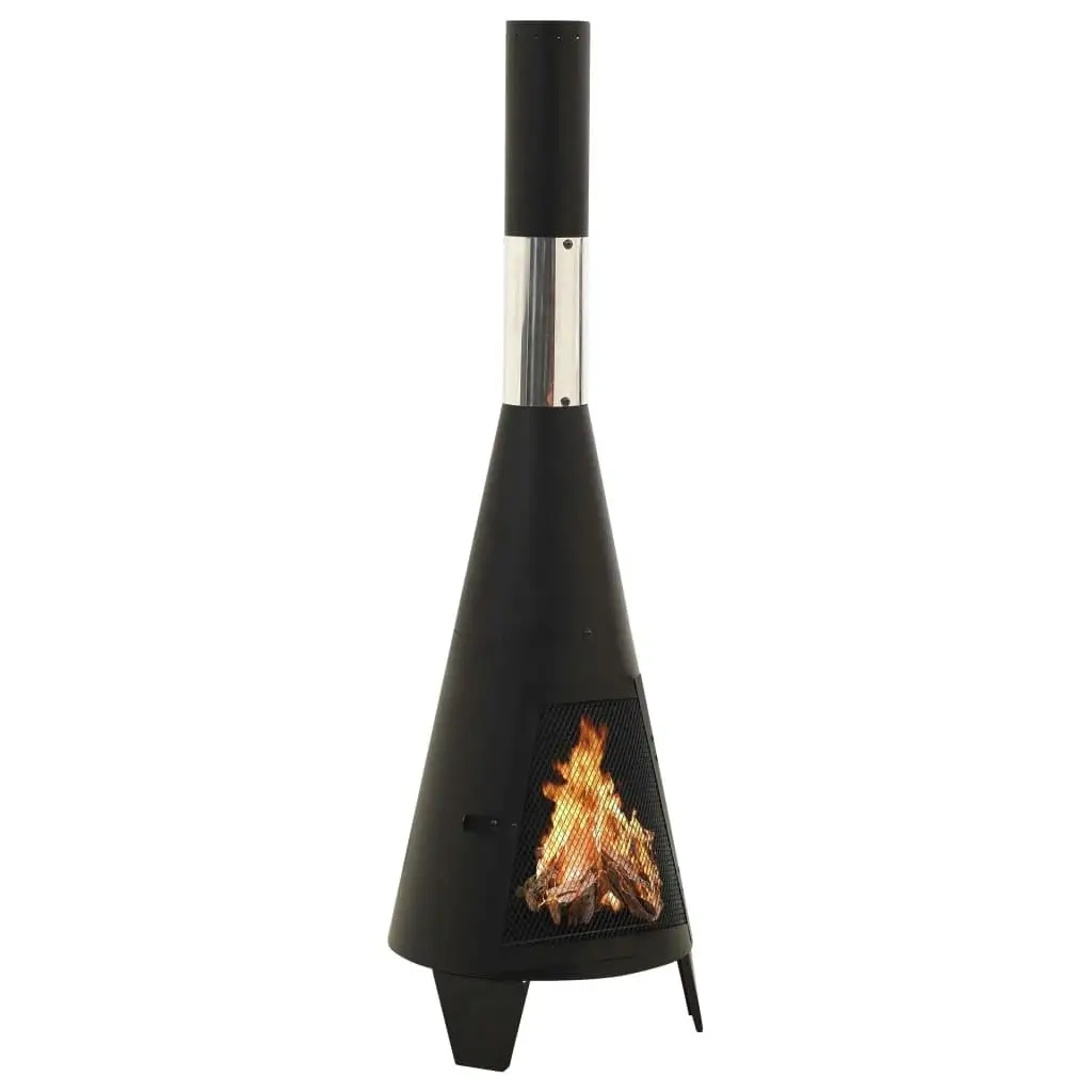 38x38x122 cm Steel Garden Fireplace with Poker - Outdoor Patio Stove Heater