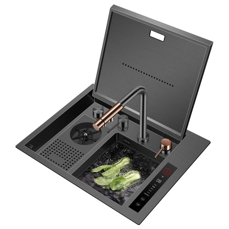 Smart Sink Fruit and Vegetable Washing Machine Nano Black Cup Washer 304 Invisible Vegetable Washing Basin