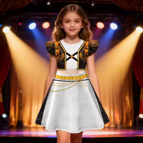 Fashion Kids Cosplay Costume pop Singer Girls Girls' Group Golden Dress 2026 Summer Children Stage Performance Show Party