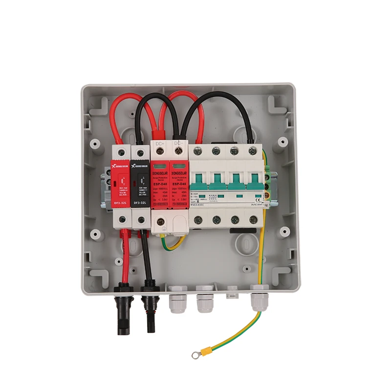 Solar photovoltaic PV Combiner Box With Lightning Protection 1 input 1 out DC 1000V Fuse IP65 MCB SPD Waterproof Box