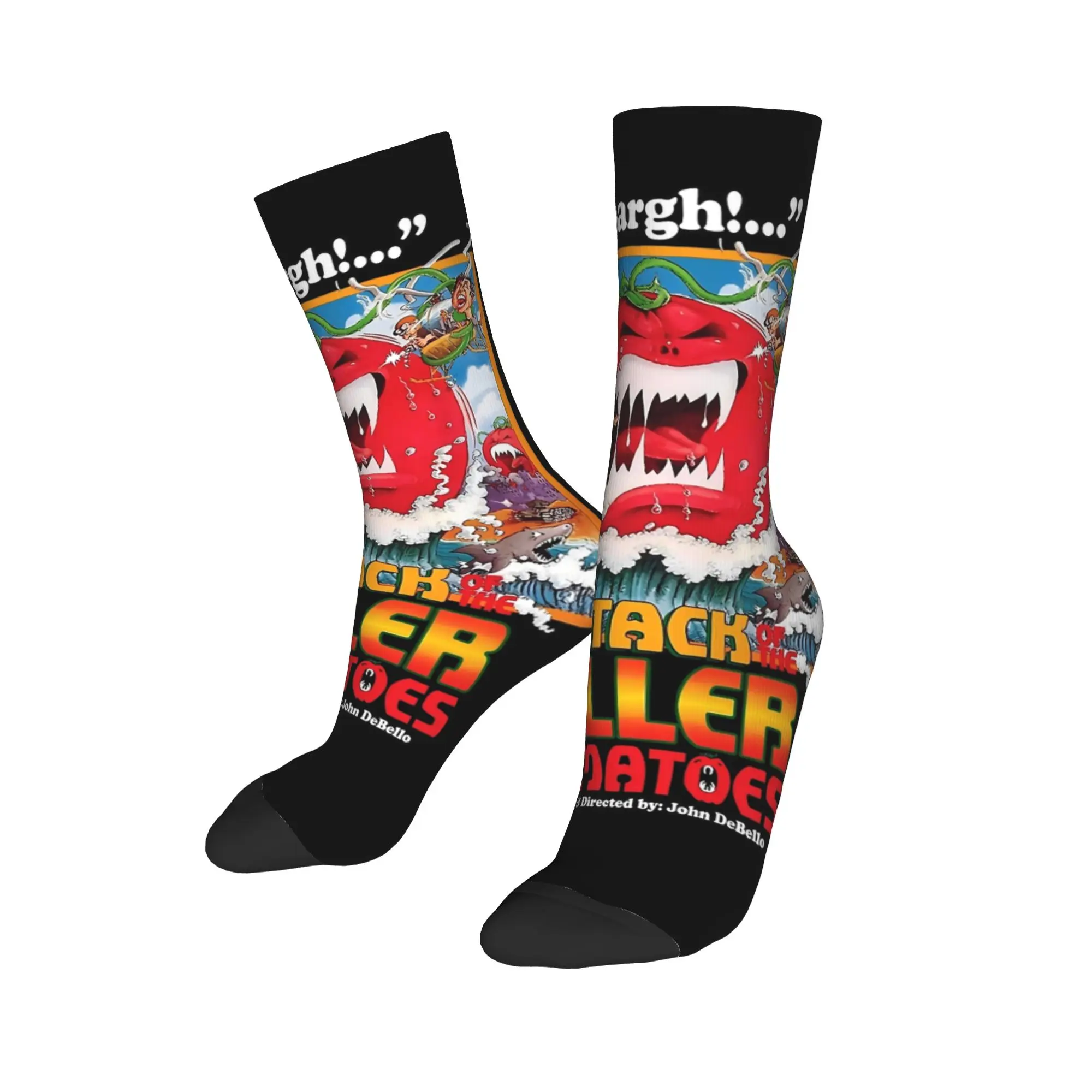 1 Pair Hip Hop Retro Halloween  Essential Crazy Men's Socks Attack of the Killer Tomatoes Printed Funny Novelty Happy Sock