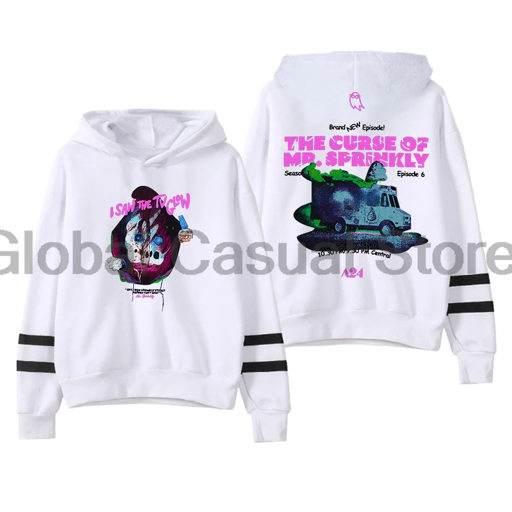 I Saw the TV Glow 2024 Horror Movie Hoodie Pocketless Parallel Bars Sleeve Streetwear Women Men Hooded Sweatshirt Funny Tops