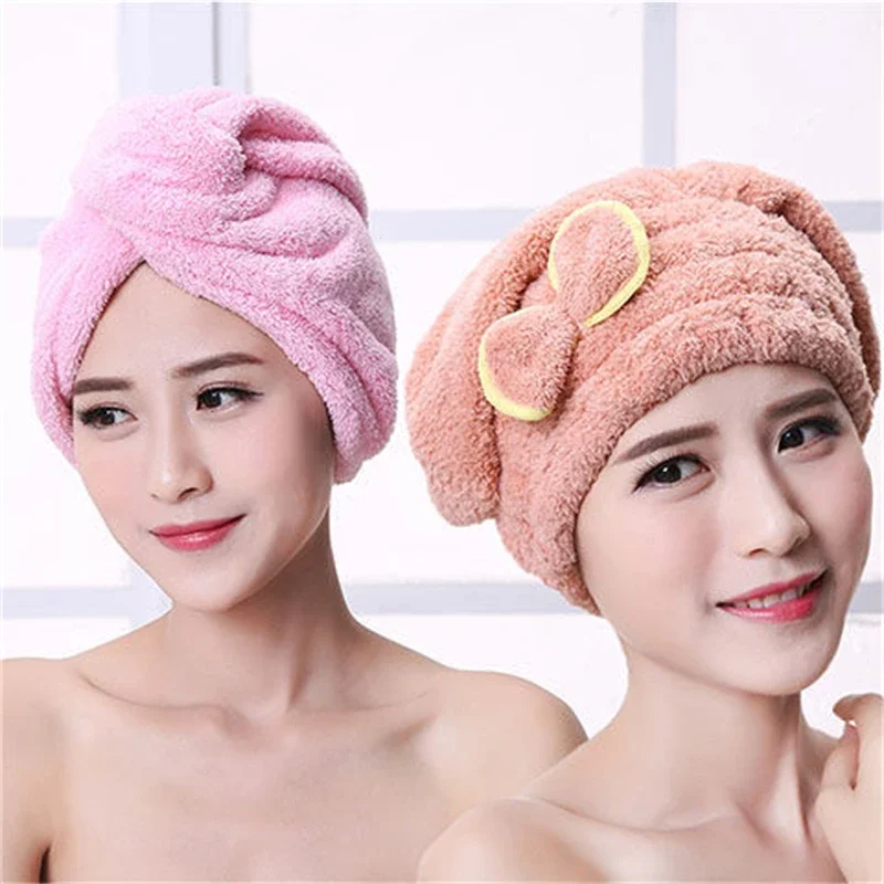 Microfibre Quick Hair Drying Bath Spa Bowknot Wrap Towel Hat Cap for Bath Bathroom Accessories Shower Cap Women Hair head cover