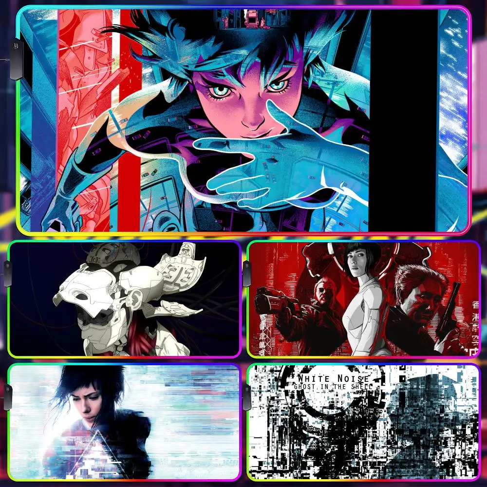 

Ghost In The Shell HD Mouse Pad Gamer Luminescence Led Mouse Pad Gaming Table Rgb Deskmat Keyboard Pc Mousepad