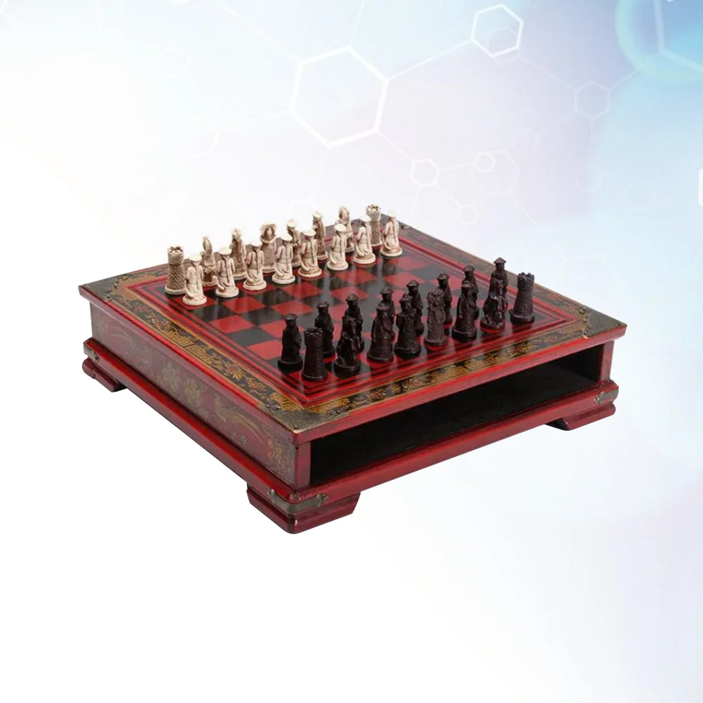 Three-dimensional European Chess Bamboo Chessboard for Entertainment Wooden Kids