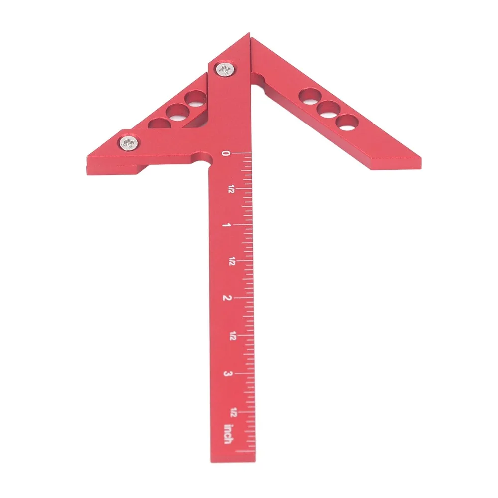 Convenient 45 Degree Center Finder Gauge Aluminum Alloy 90 Degree Aluminum Alloy Line Ruler Red Center Finding Ruler Woodworking