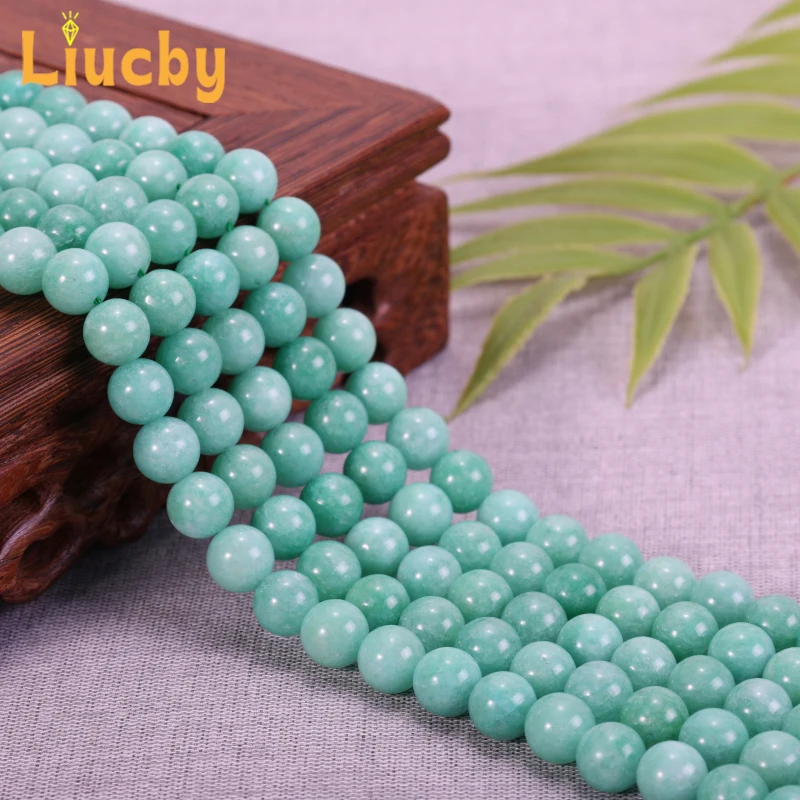 Hellgrüne Jade Naturstein Glatt Handgefertigte Perlen für Schmuckherstellung DIY Schlüsselanhänger Armbänder Handarbeiten 15'' Strang 6/8/10/12MM – Detail 3