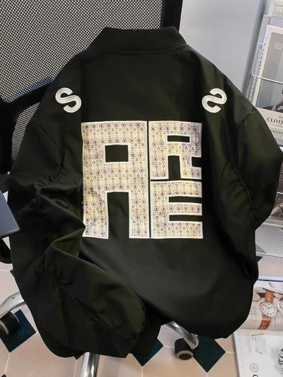 

Мужская свободная бейсбольная одежда оверсайз с вышивкой в американском стиле ретро, модная верхняя одежда для пар, очень большой размер