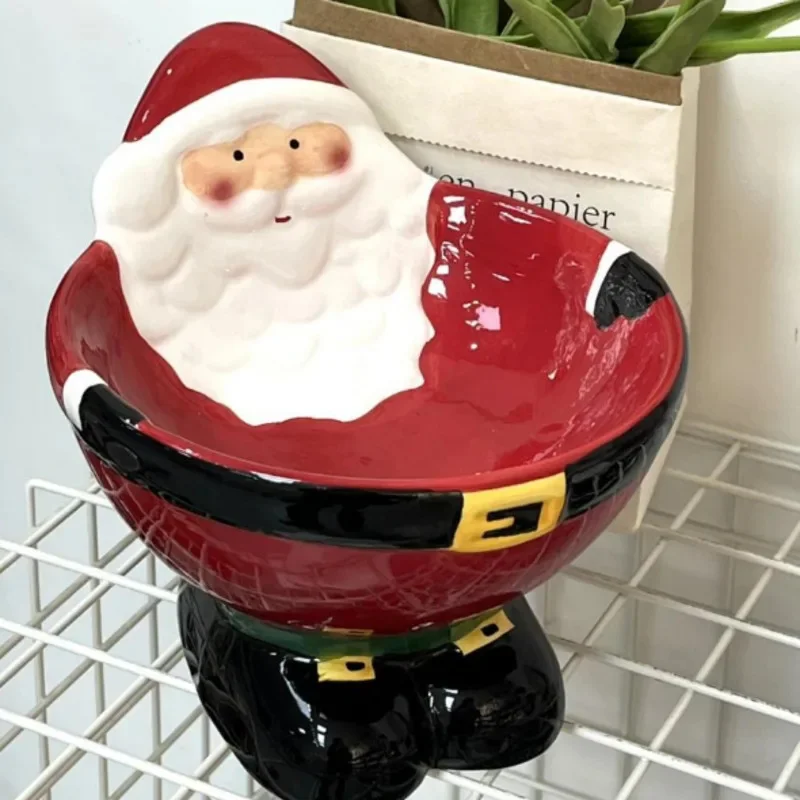 Nordic Ceramic Santa Claus Bowl Santa Claus Ceramic Pet Bowl Salad Bowl Noodle Rice Soup Bowls Christmas Theme Tableware