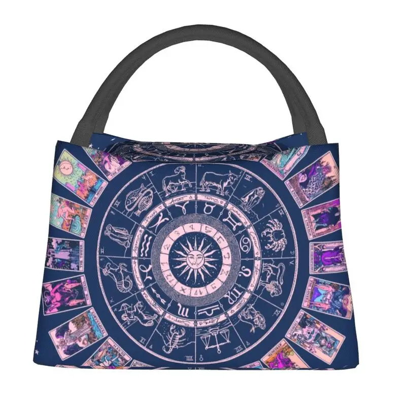 Witch Major Arcana Tarot Thermal Insulated Lunch Bags Women Astrology Chart Lunch Tote for Outdoor Picnic Storage Meal Food Box