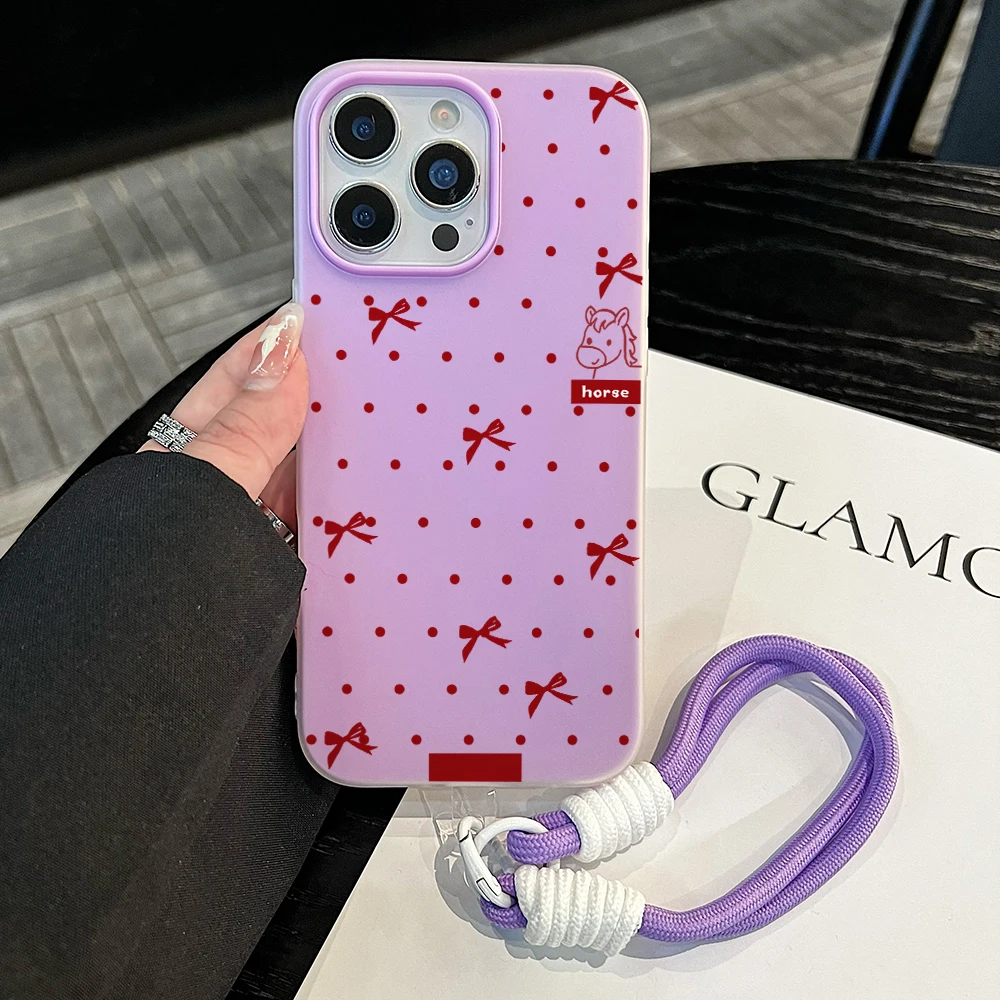 Handschlaufe Bonbonfarben Niedliche Handyhülle für Xiaomi 17 Pro Max 15T Pro 14T Pro Mi 11 Lite 5G Polka Dot Pony mit Lanyard-Hülle – Detail 6