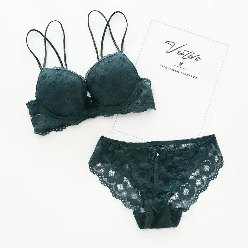 Big Push Up Bra Set 7 Colors Lace Bra And Panty Set Sexy Women’S Embroidery Deep V Lingerie Set Good Quality Pretty Underwear