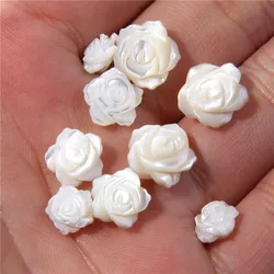 8-12mm Rose-shaped Shell Beads Natural Mother-of-pearl Bead Handmade Fashion DIY MOP Charm Beads for Necklace Earrings Accessory