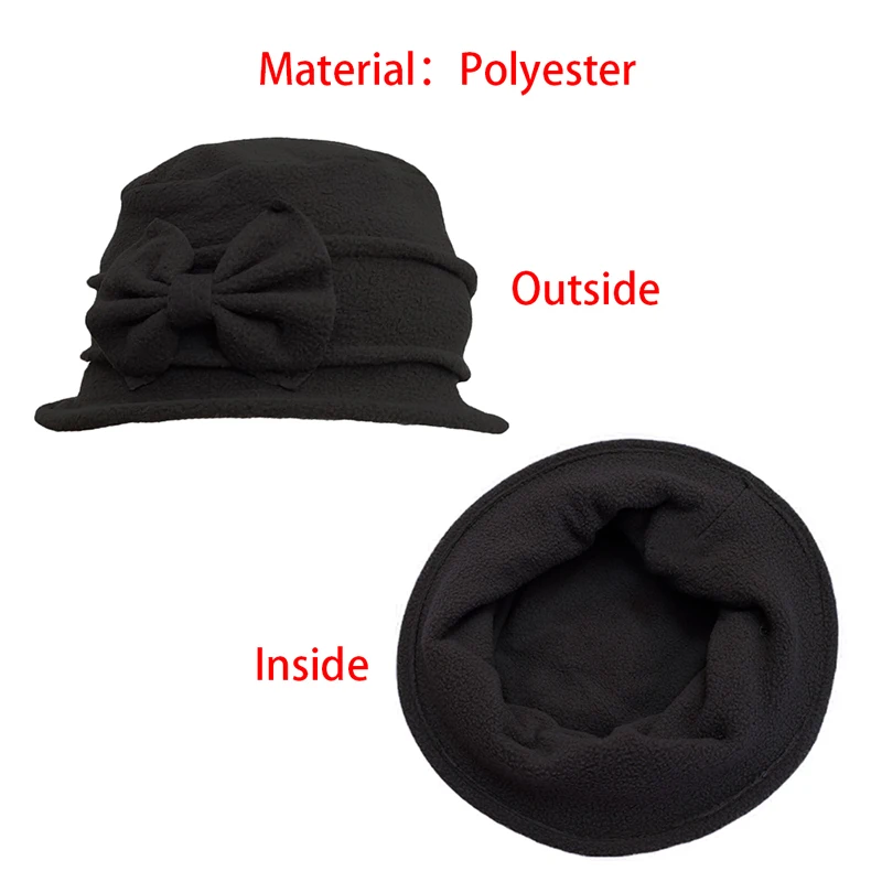 Womens Bell Beret Hat French Vintage Floral Fleece Cloche Hat Classic Winter 1920s Bucket Hat