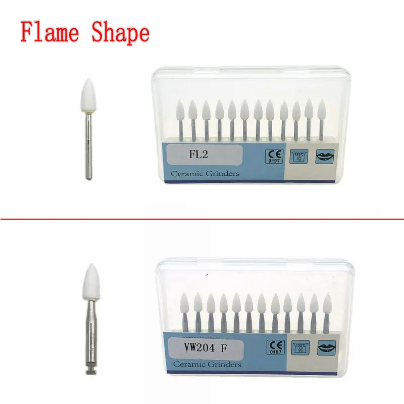 12Pcs/BOX Dental White Stone Polishing Burs for High Speed Handpiece or Low Speed Contra Angle Handpiece