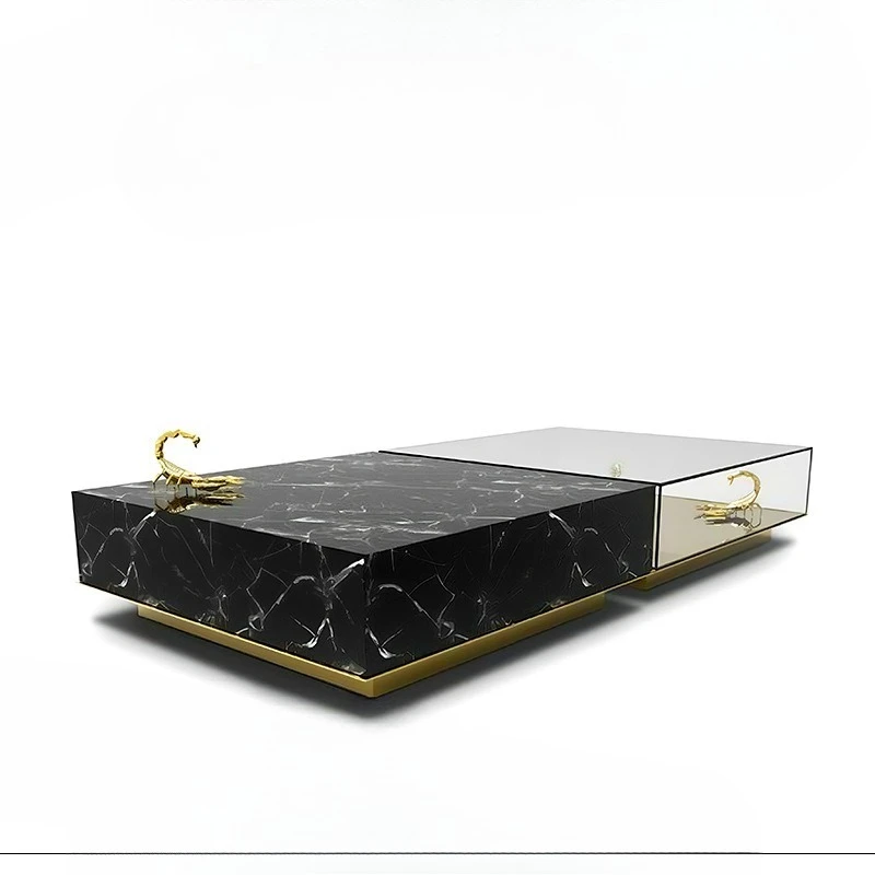 

Exquisite avant-garde design Tempered glass can be combined and movable coffee table Light luxury high-end square tea table