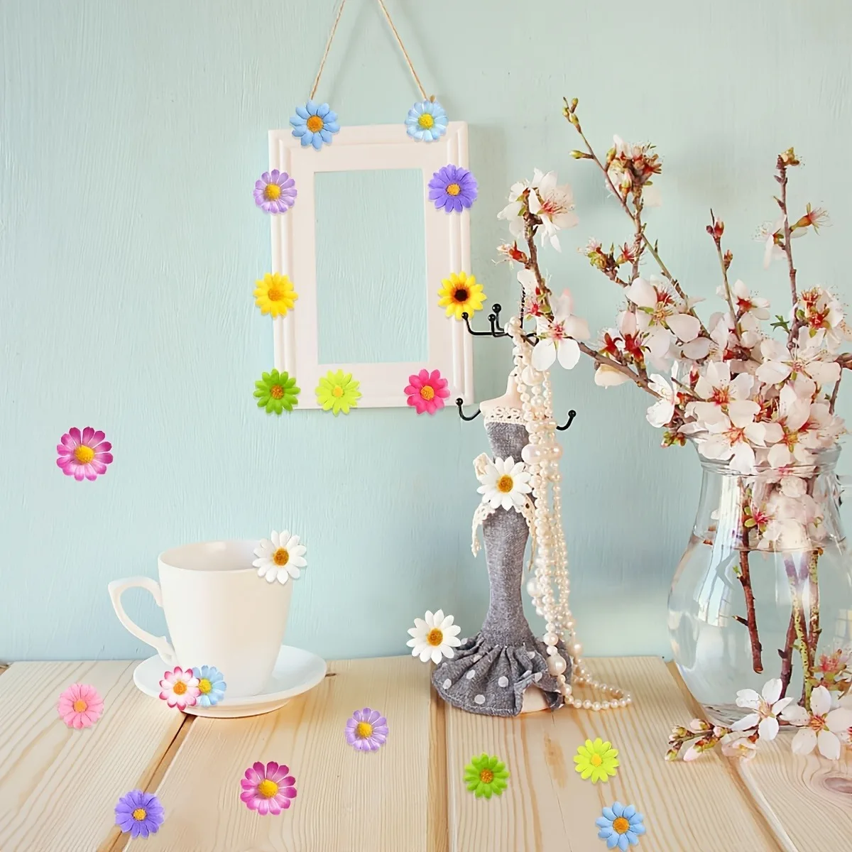 55/110PCS Gänseblümchen Künstliche Blumen Köpfe Seide Gefälschte Blumen für Hochzeit Dekoration Home Room Decor DIY Girlande geschenke Zubehör – Detail 9