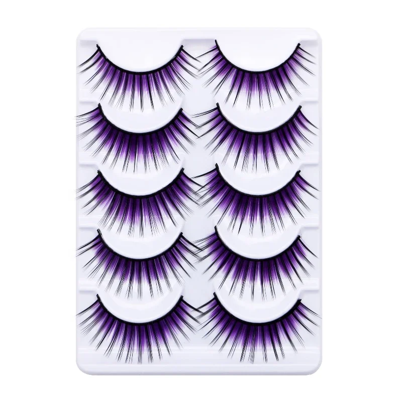 10PCS Colorful Fake eyelashes  Makeup Products Blue Red Pink False Eyelashes Thick Fake Eyelash Extension Faux Cils Makeup