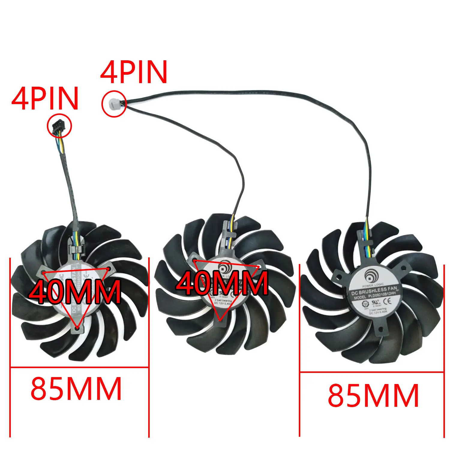 NEW 85MM 4PIN 12V 0.40A PLD09210S12HH RTX 3080 GPU Fan，For MSI RTX 3070 3080 3090 VENTUS 3X GAMING Graphic Card Cooling Fan