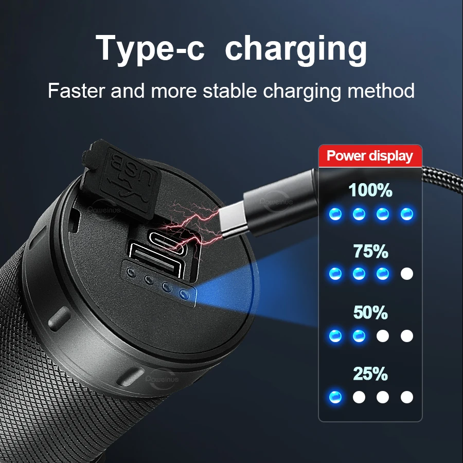 عالية الطاقة سبيكة مصباح يدوي دورية يده مصباح يدوي 10000mAH قابلة للشحن البحث الشعلة لدورية البحث الإضاءة في حالات الطوارئ