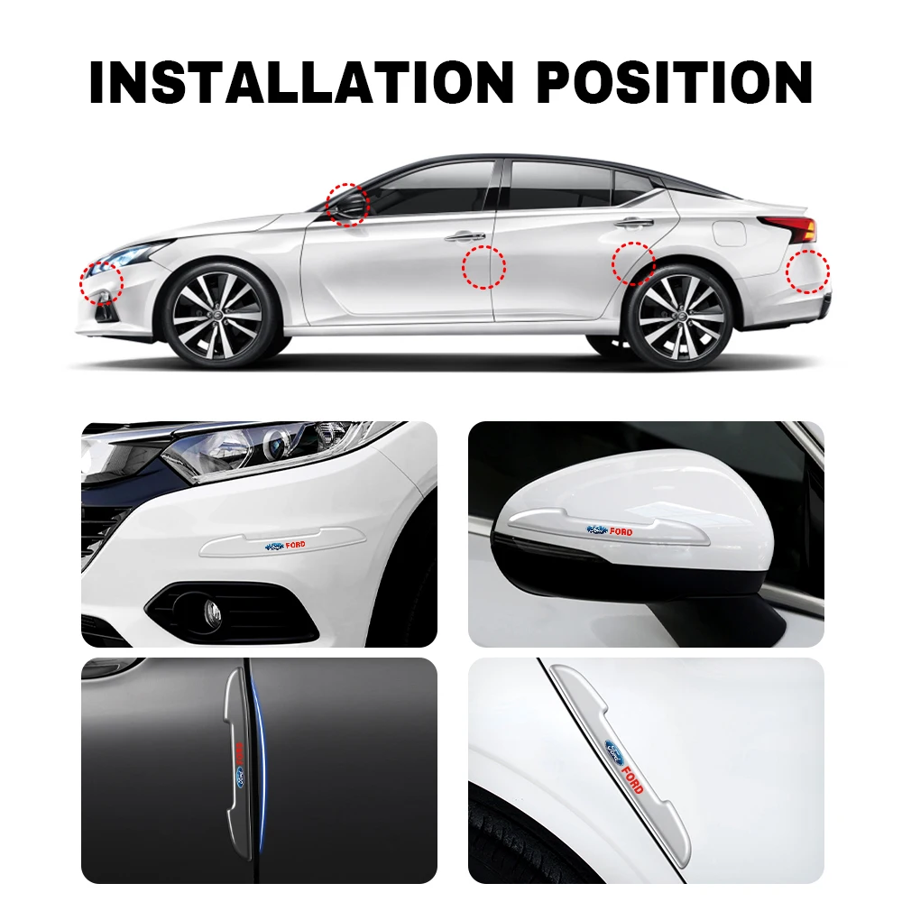 Car Door Edge Anti-collision Protection Strips Rearview Mirror Guards Stickers For Ford Fiesta Focus 2 mk3 Mondeo mk4 Mustang