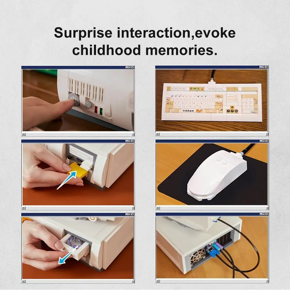 ชุดประกอบคอมพิวเตอร์ย้อนยุค: บล็อกประกอบคอมพิวเตอร์วินเทจสำหรับผู้ใหญ่ ชุดประกอบคอมพิวเตอร์ตั้งโต๊ะสำหรับนักสะสม เหมาะสำหรับตั้งโชว์ที่บ้านหรือ