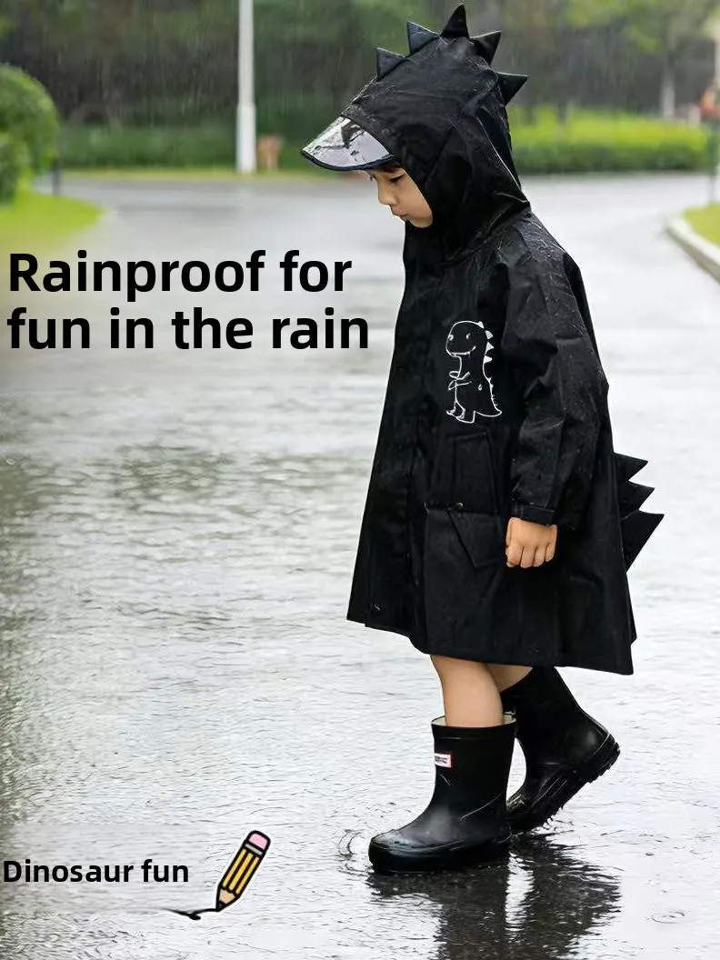 

Детский дождевик с рисунком динозавра, водонепроницаемая непромокаемая одежда с карманом для сумки для мальчиков и девочек, для начальной школы и детского сада