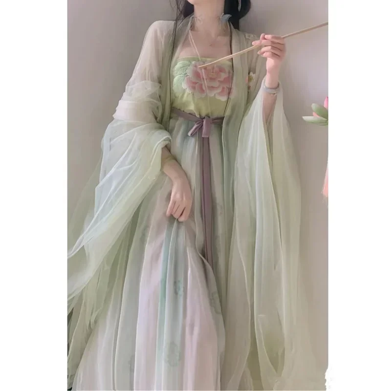 2025 novo hanfu china antigo tradicional hanfu conjunto feminino cosplay traje verão manga grande fada hanfu terno solto vestido chinês