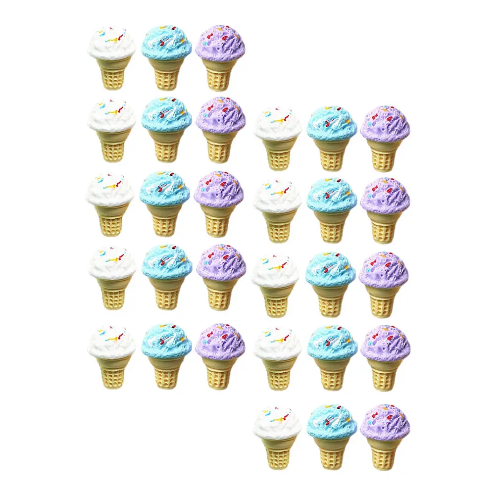 

30 Pcs Simulated Ice Cream Cone Simulation Toy Miniatures Pretend Plastic Minitaure Prop Child