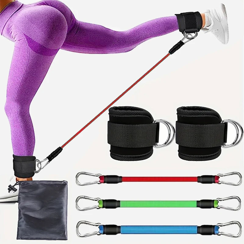 Set di fasce elastiche di resistenza con cinturini alla caviglia per uomini e donne - Attrezzature per esercizi di allenamento in palestra Fitness Yoga Sport