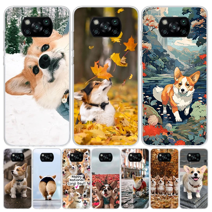 Cute Lovely Corgi Dogs Phone Case For Xiaomi Poco X6 X5 X4 X3 Nfc F6 F5 Pro F4 Gt F3 F2 F1 M5S M4 M3 Art Customized Coque Capa