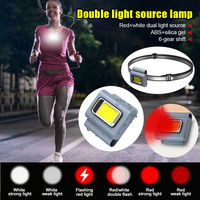 2 In 1 LED Headlamp Waterproof Night Chest Running Walking Lamp with Red Warning Light USB Rechargeable Clip Fishing Flashlight