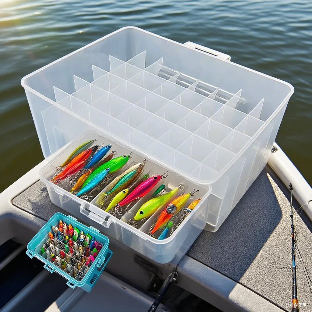 

40 Grid Fishing Bait Storage Box Transparent Grid Fishing Lure Box Multi Functional Transparent Plastic Fishing Accessories Box