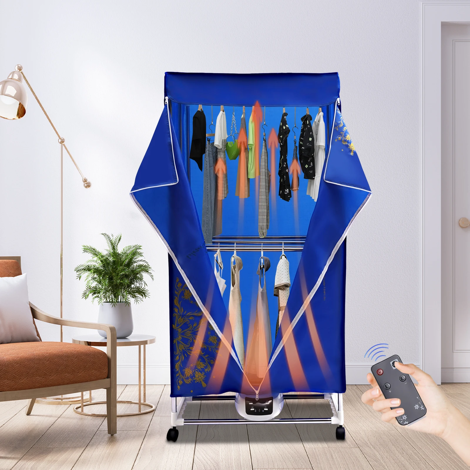 1200-1500W Portable Travel Clothes Dryer Machine PTC 5-layer Heating for Apartments, New Generation Electric Clothes Drying